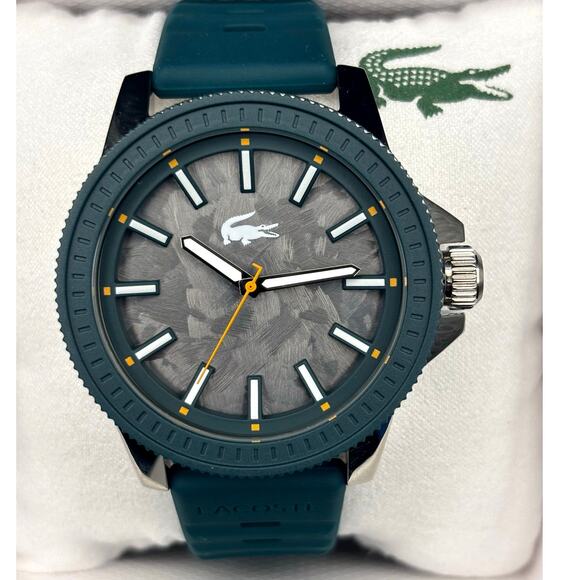 Lacoste Highkey 2011358 Men’s Green Silicone Strap Quartz Watch NIBWT - Picture 4 of 17